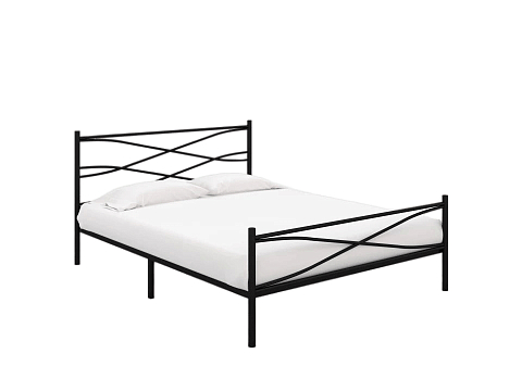 Двуспальная кровать из металла Страйп - Изящная кровать с облегченной металлической конструкцией и встроенным основанием