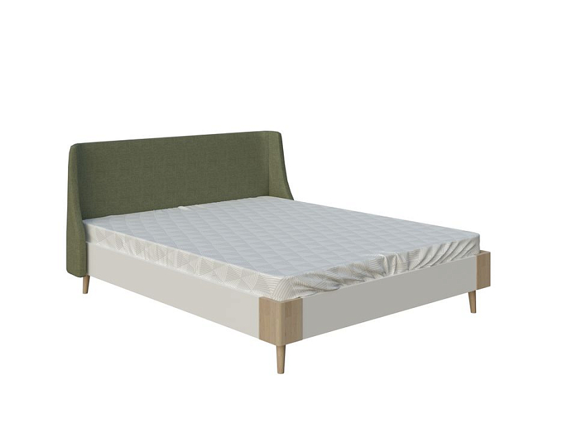 Кровать Lagom Side Chips 140x190 ЛДСП+ткань Levis 62 Розовый/ЛДСП Бунратти/Масло-воск Natura (Береза) - Оригинальная кровать без встроенного основания из ЛДСП с мягкими элементами.