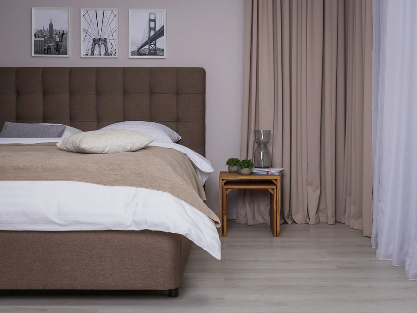 Кровать Leon 90x190 Ткань: Велюр Ultra Черный\Амаретто - Современная кровать, украшенная декоративным кантом.