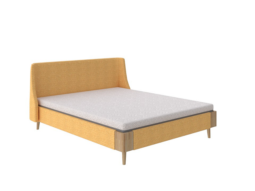 Кровать Lagom Side Soft 140x200 Ткань/Массив Beatto Куркума/Масло-воск Natura (бук) - Оригинальная кровать в обивке из мебельной ткани.