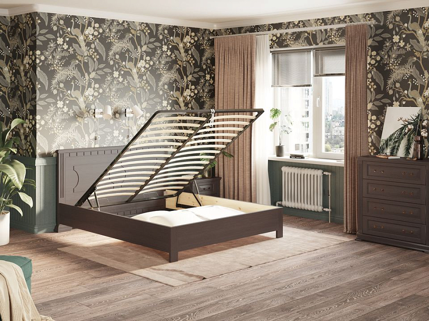 Кровать Milena-М-тахта с подъемным механизмом 160x190 Массив (сосна) Орех - Кровать в классическом стиле из массива с подъемным механизмом.