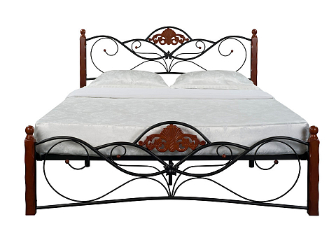 Большая кровать Garda 2R - Кровать из массива березы с фигурной металлической решеткой.