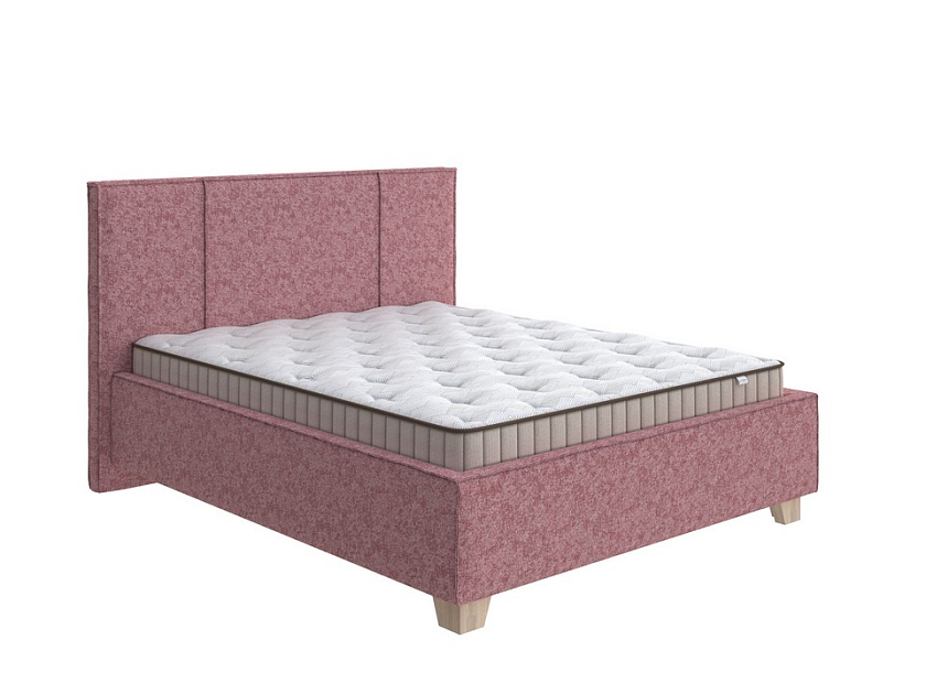 Кровать Hygge Line 160x190 Ткань: Рогожка Levis 62 Розовый - Мягкая кровать с ножками из массива березы и объемным изголовьем