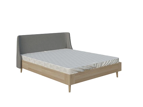 Розовая кровать Lagom Side Wood - Оригинальная кровать без встроенного основания из массива сосны с мягкими элементами.