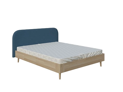 Розовая кровать Lagom Plane Wood - Оригинальная кровать без встроенного основания из массива сосны с мягкими элементами.