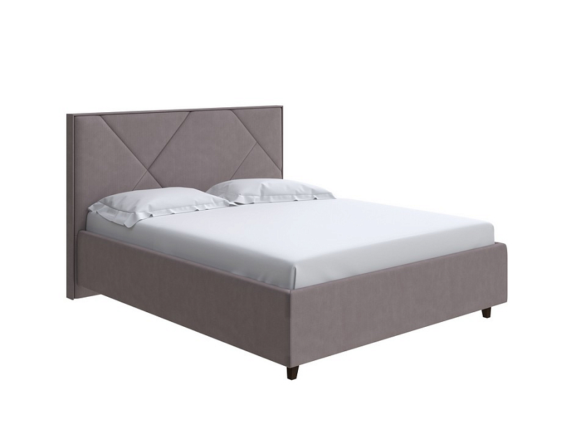 Кровать Tessera Grand 160x190 Ткань: Рогожка Тетра Мраморный - Мягкая кровать с высоким изголовьем и стильными ножками из массива бука