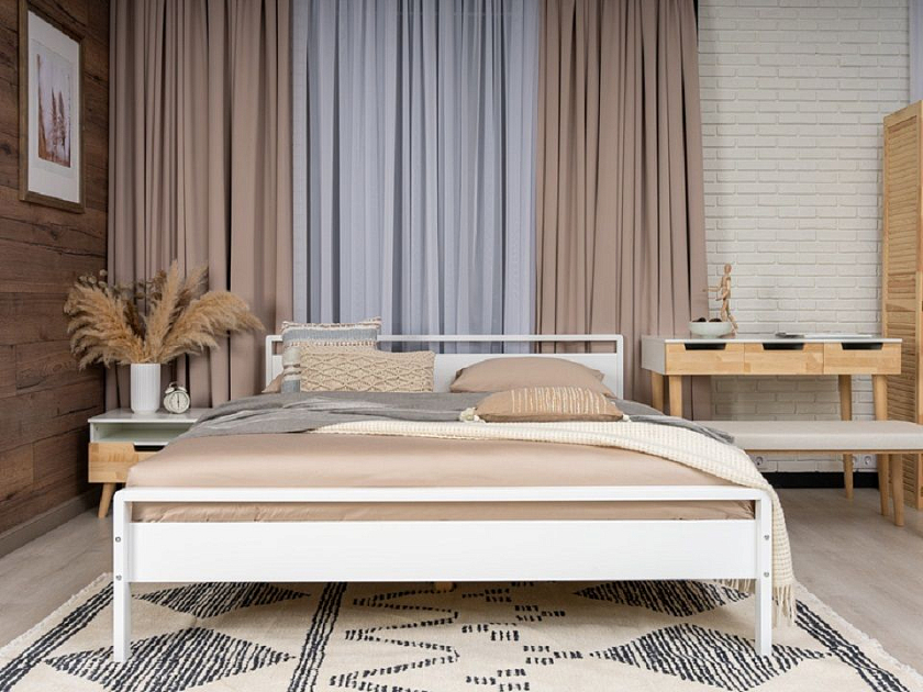 Кровать Alma 120x190 Массив (сосна) Белая эмаль - Кровать из массива в минималистичном исполнении