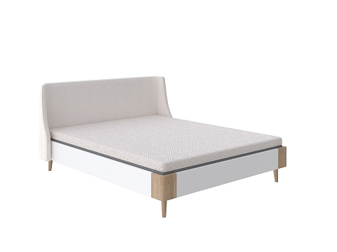 Белая кровать Lagom Side Chips - Оригинальная кровать без встроенного основания из ЛДСП с мягкими элементами.