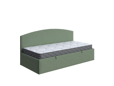 Зеленая кровать Hippo c подъемным механизмом - Удобная детская кровать с подъемным механизмом в мягкой обивке