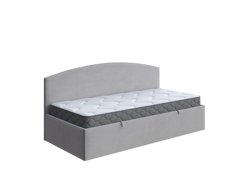 Кровать Hippo c подъемным механизмом 80x180 Ткань: Велюр Ultra Серый камень - Удобная детская кровать с подъемным механизмом в мягкой обивке