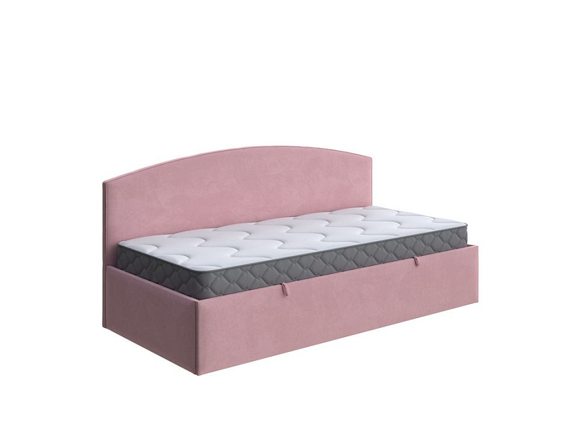 Кровать Hippo c подъемным механизмом 80x180 Ткань: Велюр Casa Жемчужно-розовый - Удобная детская кровать с подъемным механизмом в мягкой обивке