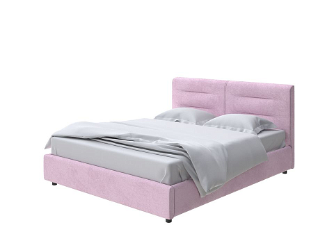 Розовая кровать Nuvola-8 NEW - Кровать в лаконичном стиле с горизонтальной отстрочкой  в изголовье