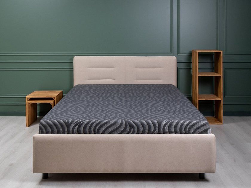 Кровать Nuvola-8 NEW 140x190 Экокожа Черный - Кровать в лаконичном стиле с горизонтальной отстрочкой  в изголовье