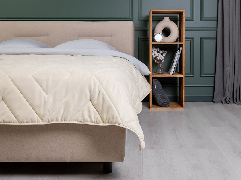 Кровать Nuvola-8 NEW 160x200 Ткань: Велюр Лофти Бежевый - Кровать в лаконичном стиле с горизонтальной отстрочкой  в изголовье