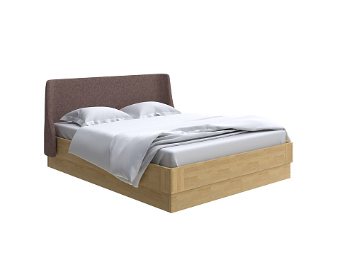 Коричневая кровать Lagom Side Wood с подъемным механизмом - Кровать со встроенным ПМ механизмом. 
