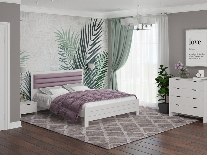 Кровать Prima 120x200 Ткань/Массив Лофти Слива/Белая эмаль (сосна) - Кровать в универсальном дизайне из массива сосны.