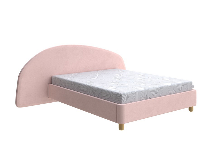 Кровать Sten Bro Left 140x190 Ткань/Массив (береза) Ultra Розовый мусс/Масло-воск Natura - Мягкая кровать с округлым изголовьем на левую сторону