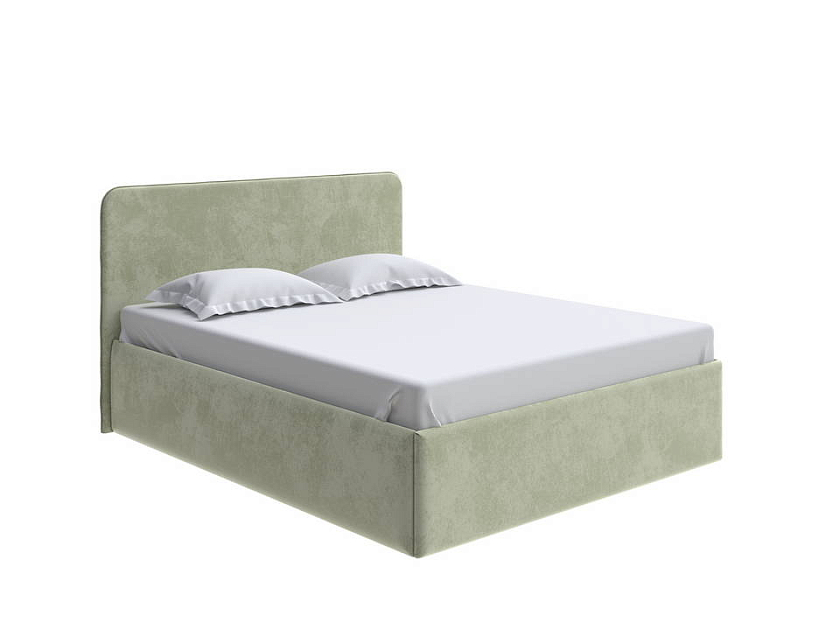 Кровать Mia с подъемным механизмом 160x200 Ткань: Велюр Лофти Олива - Стильная кровать с подъемным механизмом