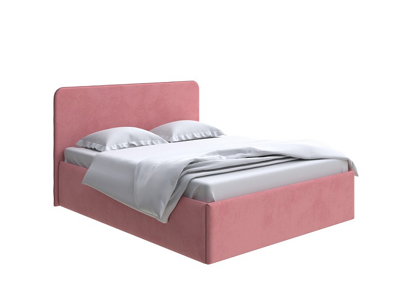 Кровать Mia с подъемным механизмом 140x200 Ткань: Велюр Ultra Ягодный сорбет - Стильная кровать с подъемным механизмом