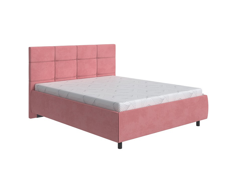 Кровать New Life 80x190 Ткань: Велюр Ultra Ягодный сорбет - Кровать в стиле минимализм с декоративной строчкой