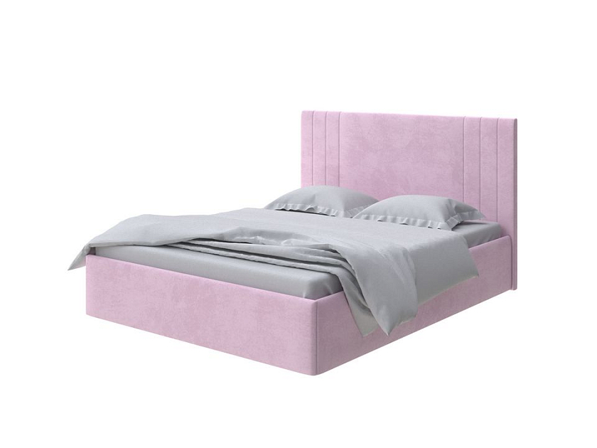 Кровать Liberty 160x200 Ткань: Велюр Teddy Розовый фламинго - Аккуратная мягкая кровать в обивке из мебельной ткани