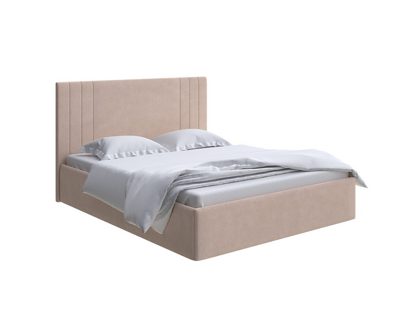 Кровать Liberty 180x190 Ткань: Рогожка Тетра Имбирь - Аккуратная мягкая кровать в обивке из мебельной ткани