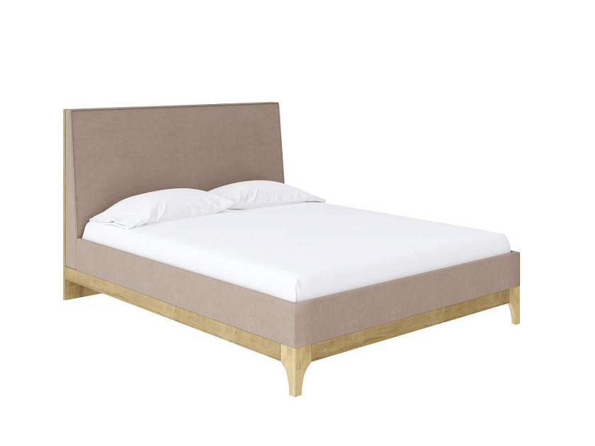 Кровать Odda 160x200 ЛДСП+ткань Бунратти/Тетра Брауни - Мягкая кровать из ЛДСП в скандинавском стиле