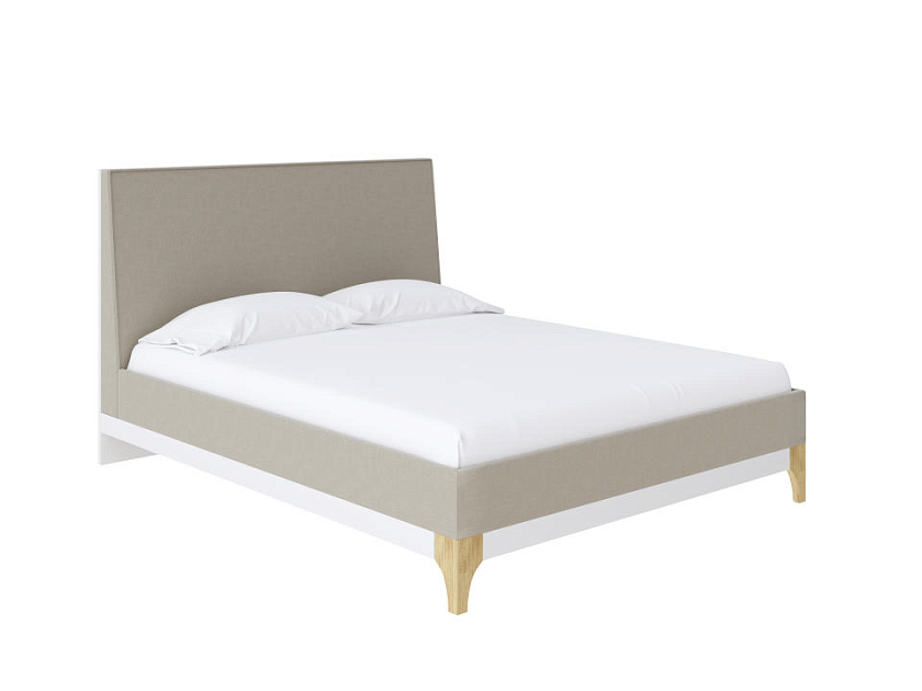 Кровать Odda 160x200  Белый Жемчуг/Лама Бежевый - Мягкая кровать из ЛДСП в скандинавском стиле