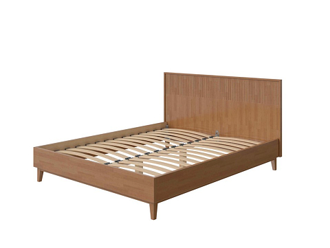 Большая кровать Tempo - Кровать из массива с вертикальной фрезеровкой и декоративным обрамлением изголовья