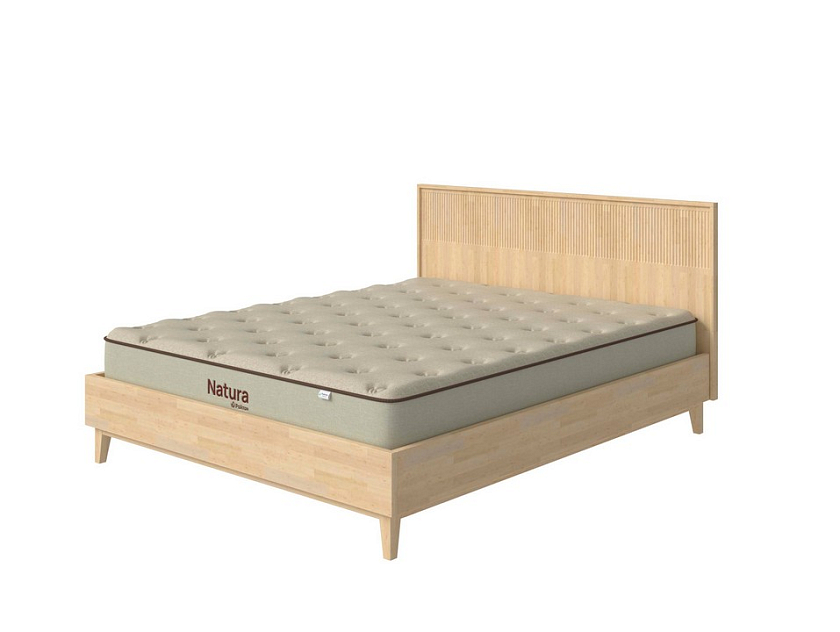 Кровать Tempo 80x190 Массив (береза) Масло-воск Natura - Кровать из массива с вертикальной фрезеровкой и декоративным обрамлением изголовья