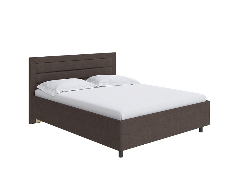Кровать Next Life 2 90x200 Экокожа Черный с белым - Cтильная модель в стиле минимализм с горизонтальными строчками
