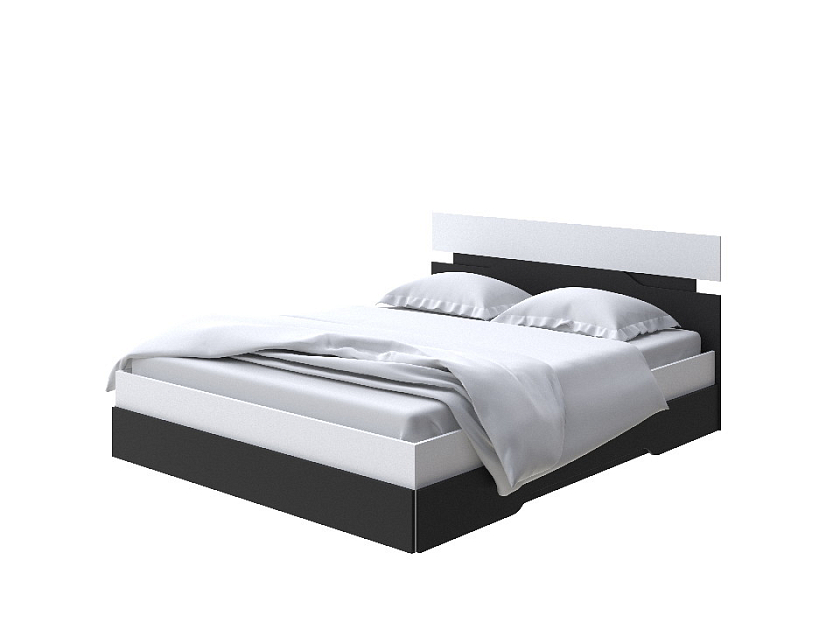 Кровать Milton 180x200 ЛДСП Белый/Черный - Современная кровать с оригинальным изголовьем.