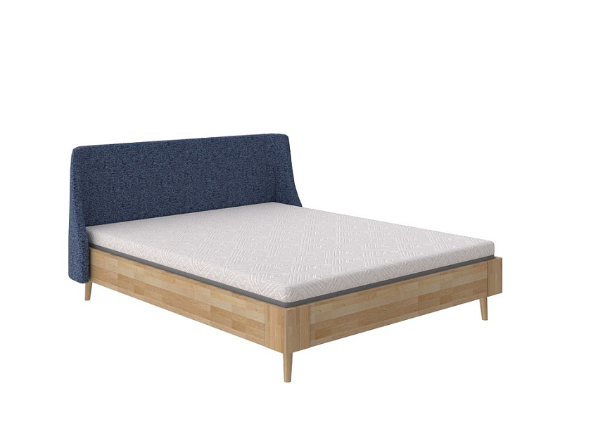 Кровать Lagom Side Wood 80x190 Ткань/Массив Beatto Атлантика/Масло-воск Natura (бук) - Оригинальная кровать без встроенного основания из массива сосны с мягкими элементами.