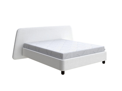 Белая двуспальная кровать Sten Berg Right - Мягкая кровать с необычным дизайном изголовья на правую сторону