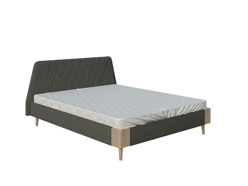 Кровать Lagom Hill Soft 140x190 Ткань/Массив (береза) Levis 78 Джинс/Масло-воск Natura (Береза) - Оригинальная кровать в обивке из мебельной ткани.