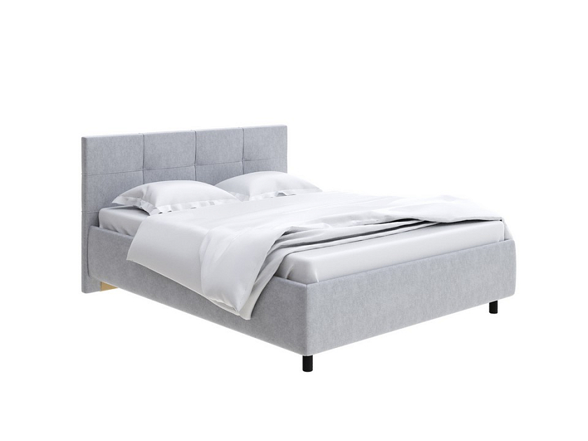 Кровать Next Life 1 160x200 Ткань: Рогожка Levis 83 Светло-Серый - Современная кровать в стиле минимализм с декоративной строчкой