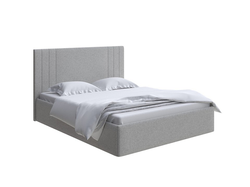 Кровать Liberty с подъемным механизмом 160x200 Искусственная шерсть Лама Светло-серый - Аккуратная мягкая кровать с бельевым ящиком