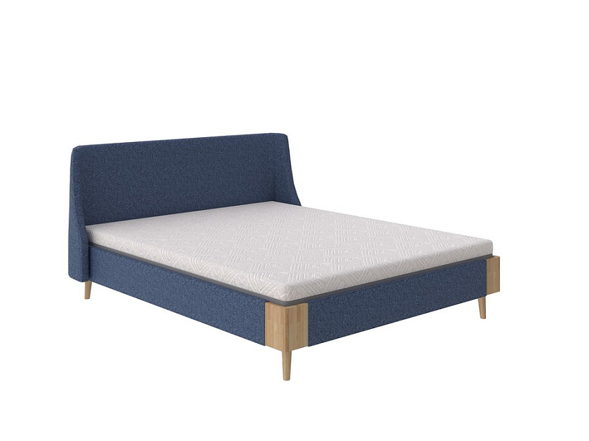 Кровать Lagom Side Soft 140x200 Ткань/Массив Beatto Атлантика/Масло-воск Natura (бук) - Оригинальная кровать в обивке из мебельной ткани.
