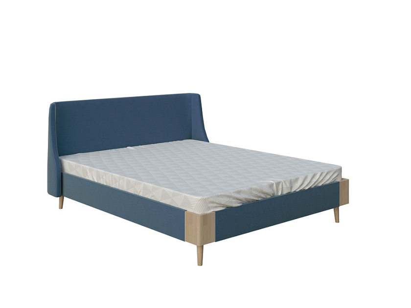 Кровать Lagom Side Soft 160x200 Ткань/Массив (дуб) Beatto Арабика/Масло-воск Natura (Дуб) - Оригинальная кровать в обивке из мебельной ткани.