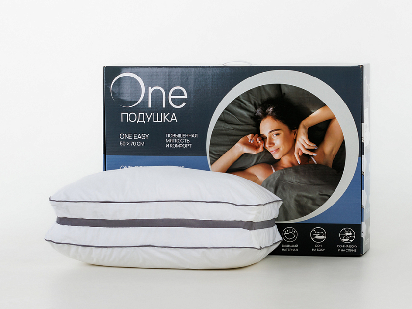 Подушка One Strong 40x60 Хлопок Ткань Тик - Блочная подушка с наполнением из микроволокна