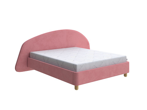 Розовая кровать Sten Bro Right - Мягкая кровать с округлым изголовьем на правую сторону