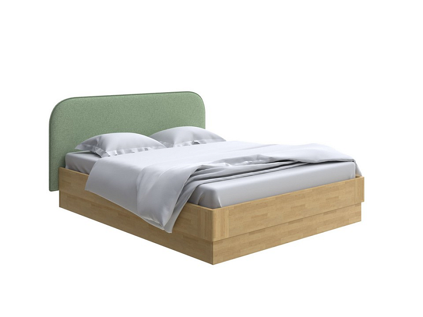 Кровать Lagom Plane Wood с подъемным механизмом 160x200 Ткань/Массив (береза) Лама Авокадо/Масло-воск Natura (Береза) - Кровать с ПМ. 