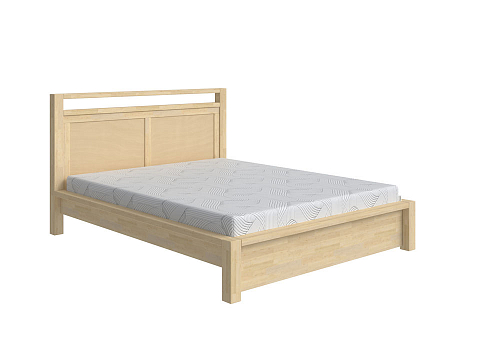 Большая кровать Fiord - Кровать из массива с декоративной резкой в изголовье.