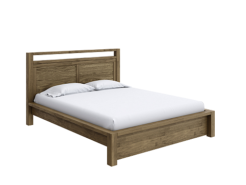 Двуспальная деревянная кровать Fiord - Кровать из массива с декоративной резкой в изголовье.