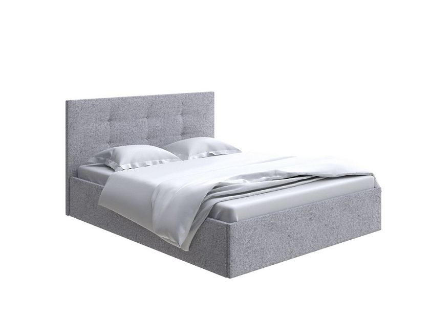 Кровать Forsa 140x200 Ткань: Жаккард Tesla Стальной - Универсальная кровать с мягким изголовьем, выполненным из рогожки.