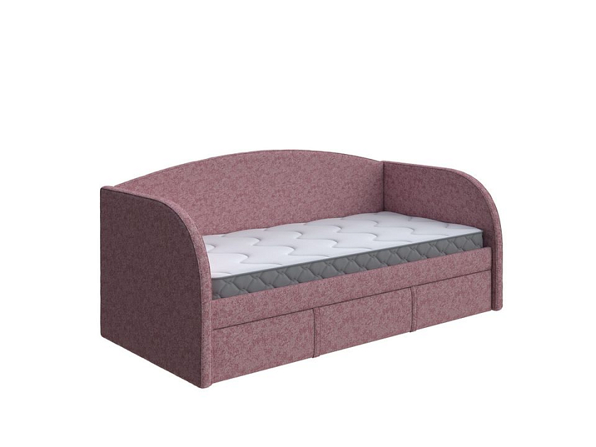 Кровать Hippo-Софа с дополнительным спальным местом 80x180 Ткань: Рогожка Levis 62 Розовый - Удобная детская кровать с двумя спальными местами в мягкой обивке