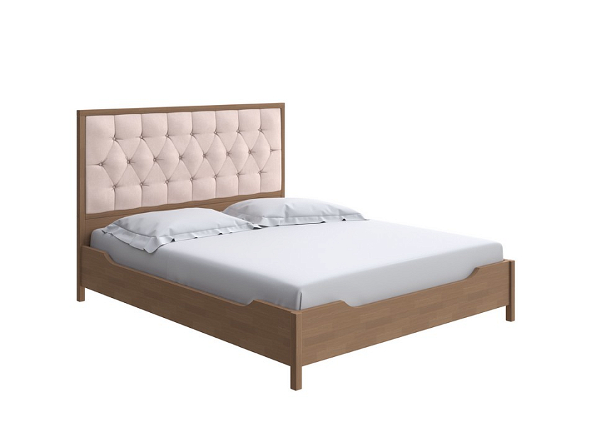 Кровать Vester 140x190 Ткань/Массив Manhattan Крем-брюле/Антик (сосна) - Современная кровать со встроенным основанием
