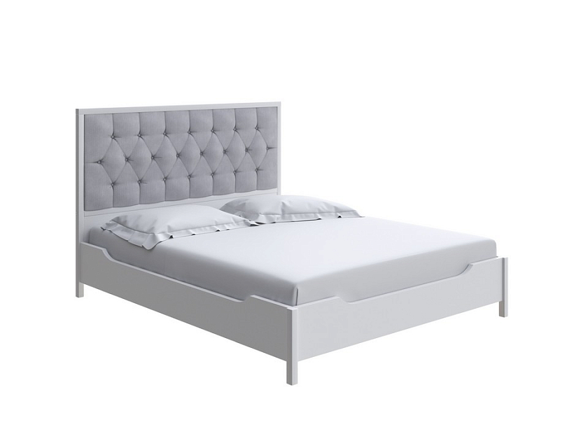 Кровать Vester 160x220 Ткань/Массив Тетра Стальной/Белая эмаль (сосна) - Современная кровать со встроенным основанием