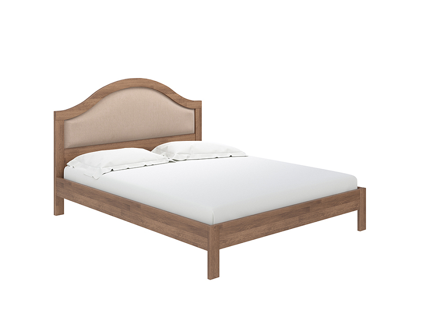 Кровать Ontario 80x180 ЛДСП+ткань Тетра Мраморный/Венге (сосна) - Уютная кровать из массива с мягким изголовьем