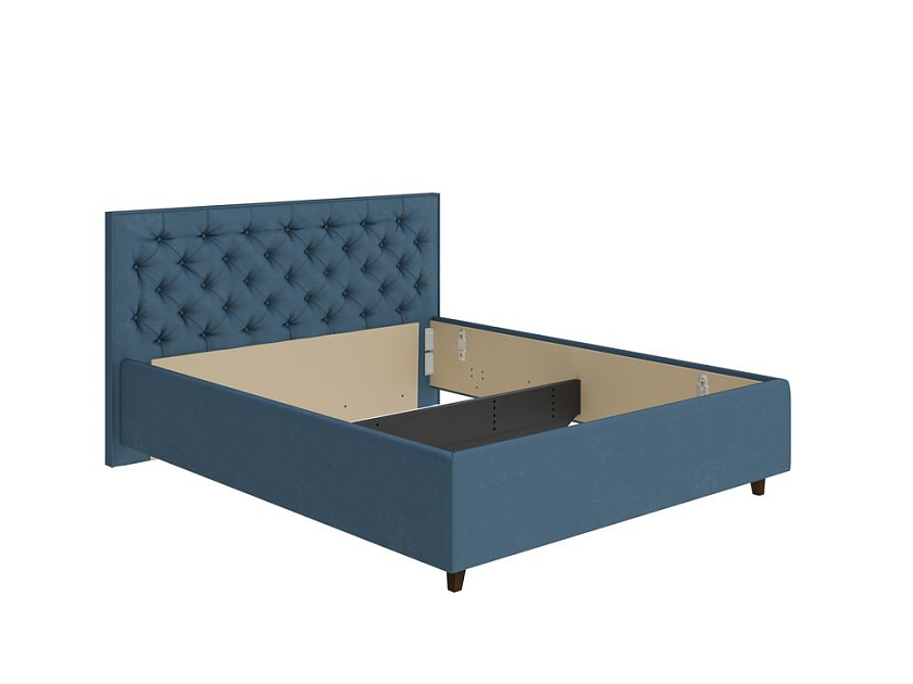 Кровать Teona 180x200 Ткань: Микрофибра Diva Синий - Кровать с высоким изголовьем, украшенным благородной каретной пиковкой.